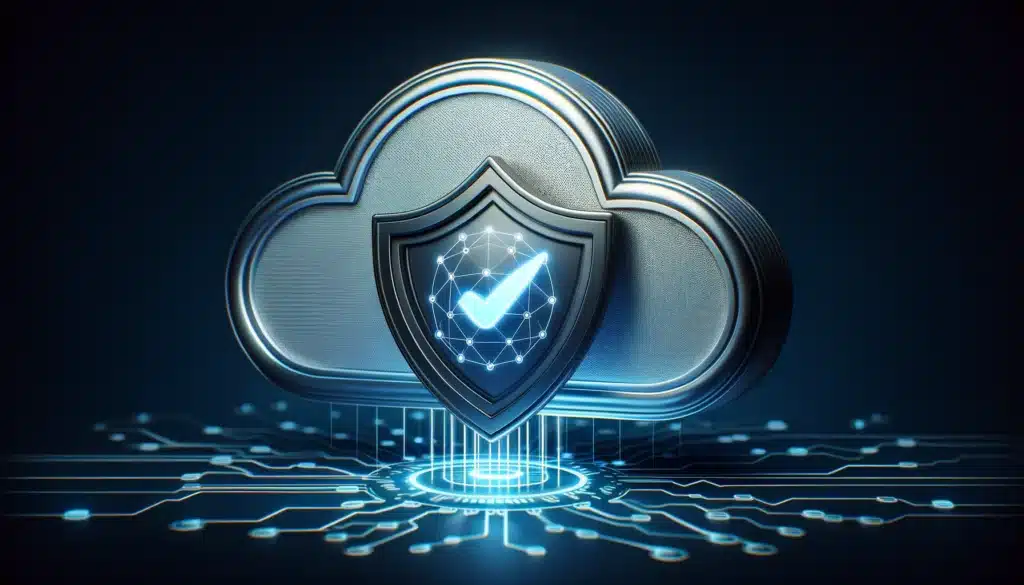 An image showcasing a stylized shield icon superimposed over a cloud, representing the advanced security features of Copilot Pro within a digital ecosystem. The shield, highlighted against the cloud, symbolizes the robust protection and data security enabled by Copilot Pro, ensuring a secure cloud computing environment for its users.
