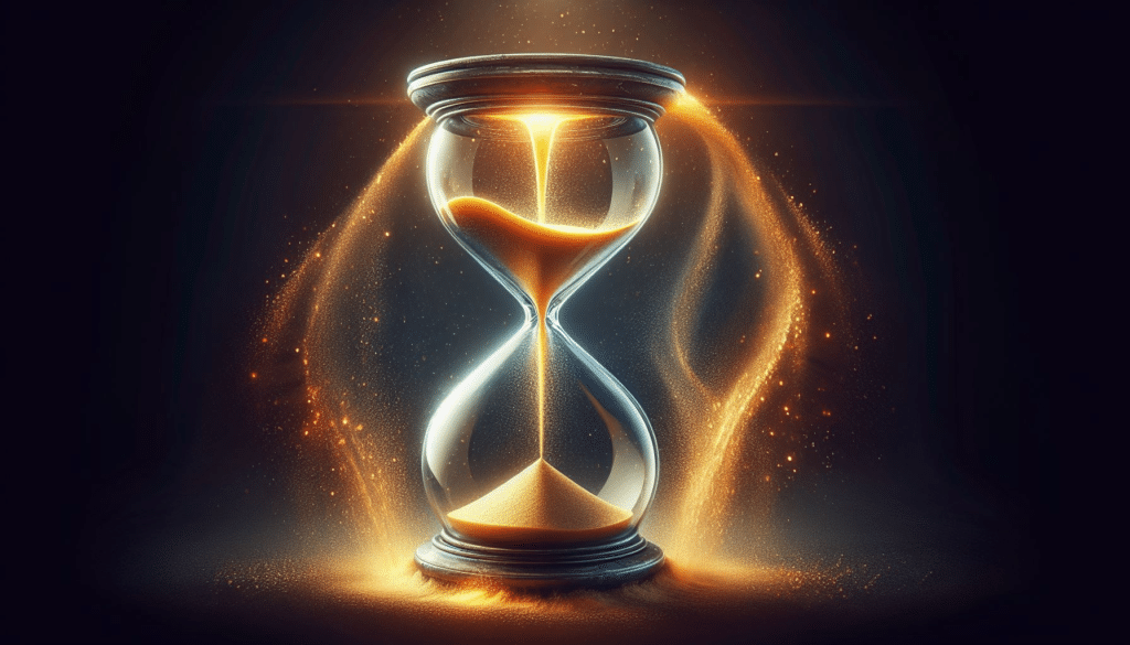 Generated by AI image of an hourglass with sand running out quickly.