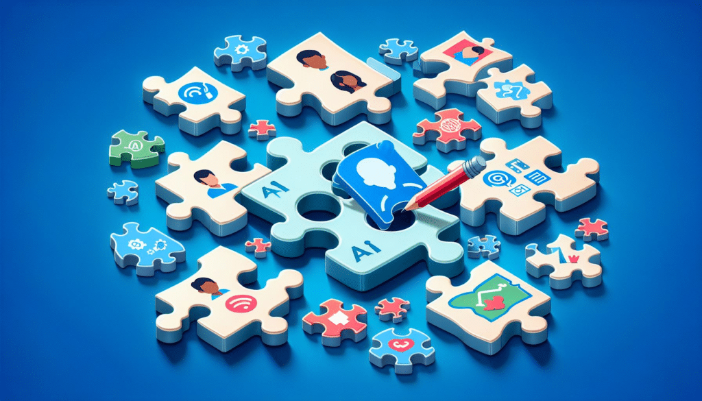 AI Paid Media strategically assembling audience puzzle pieces.
