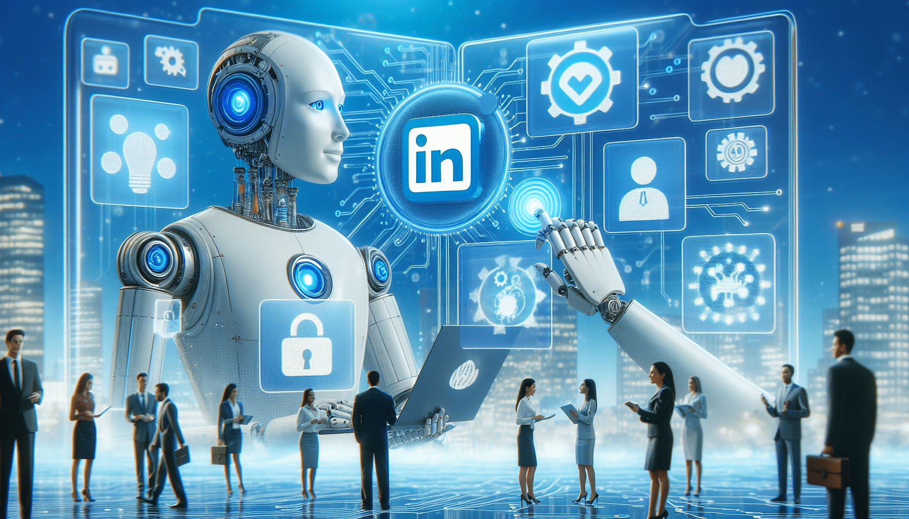 Illustration of LinkedIn AI transforming business and professional interactions.