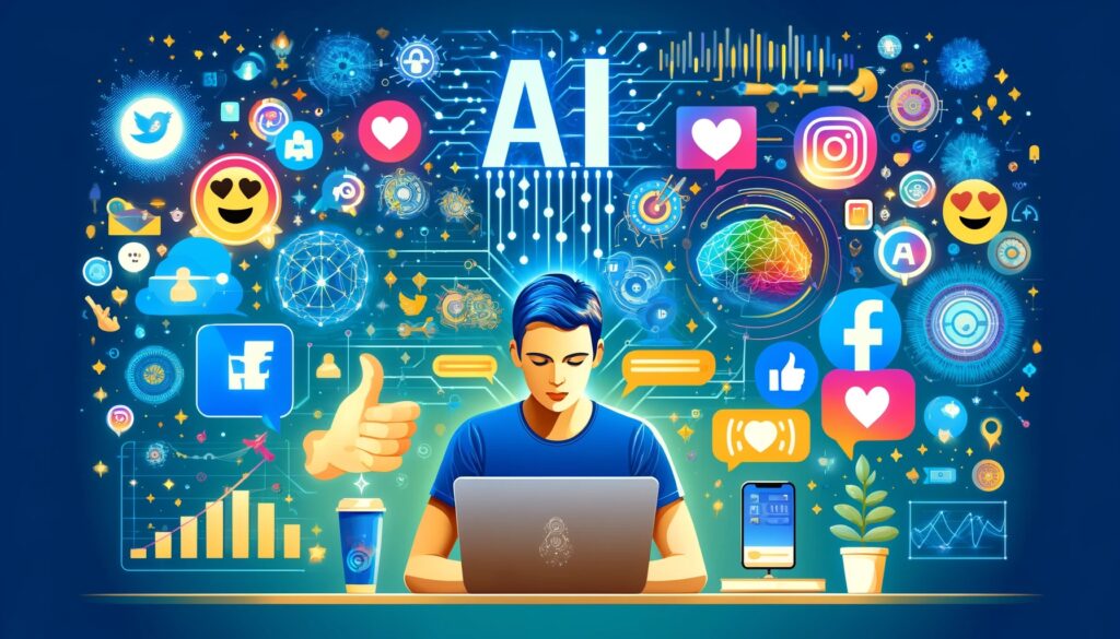 Money with AI: A person achieving social media success using AI tools without expertise.