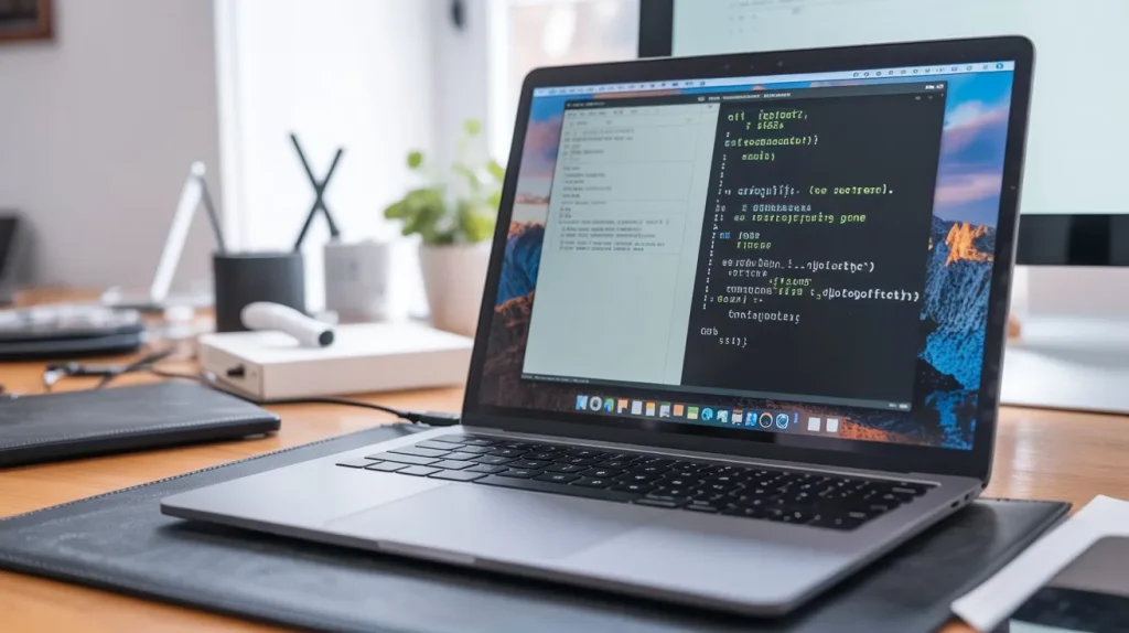 Surprising Things ChatGPT Can Do: Write simple code, shown by a laptop on a desk with code displayed on screen.