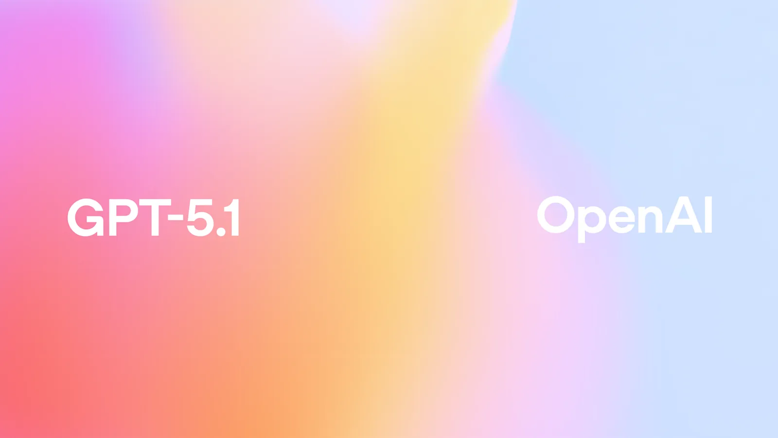 Gradient background with soft pink, orange, and blue tones featuring the text “GPT-5.1” on the left and “OpenAI” on the right.