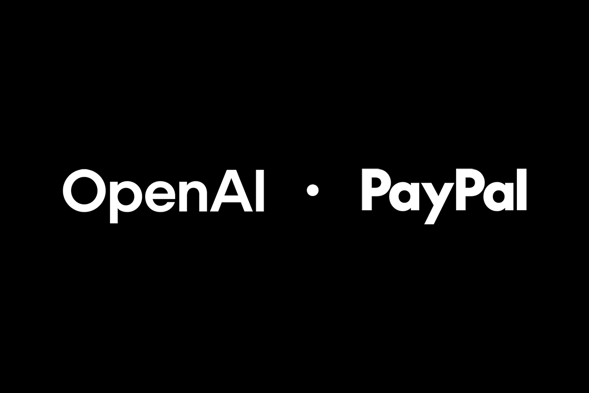 PayPal ChatGPT Integration graphic showing the OpenAI and PayPal logos side by side on a black background.