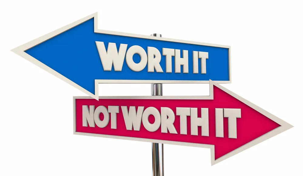 Worth it vs not worth it sign graphic used to evaluate ChatGPT Go compared with other ChatGPT plans