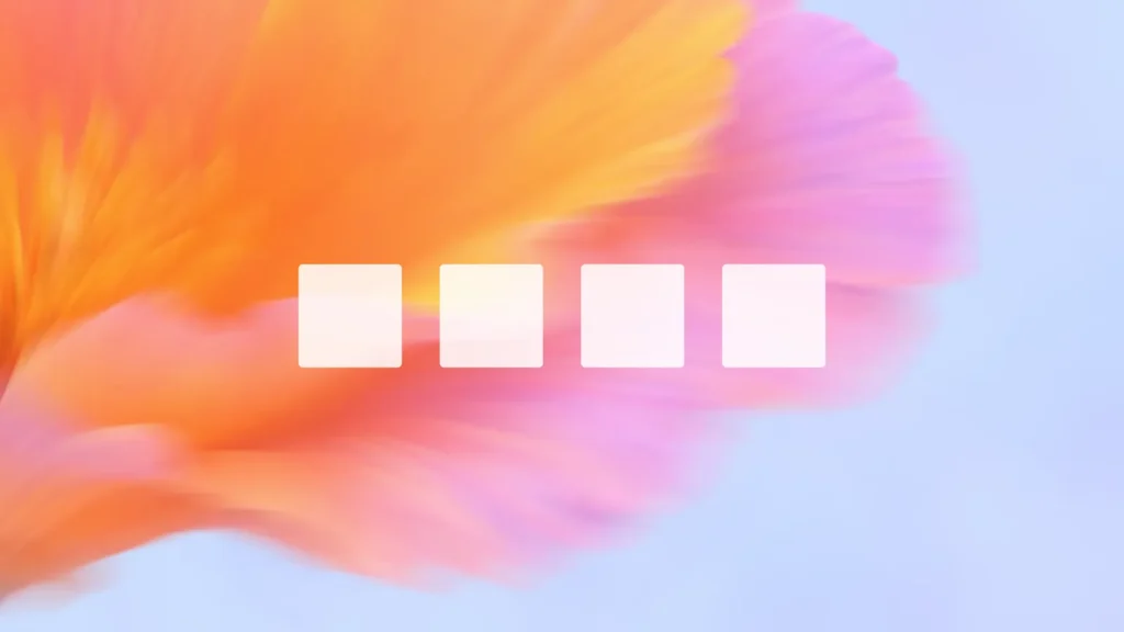 GPT-5.3 loading-style squares centered on a soft pastel floral background