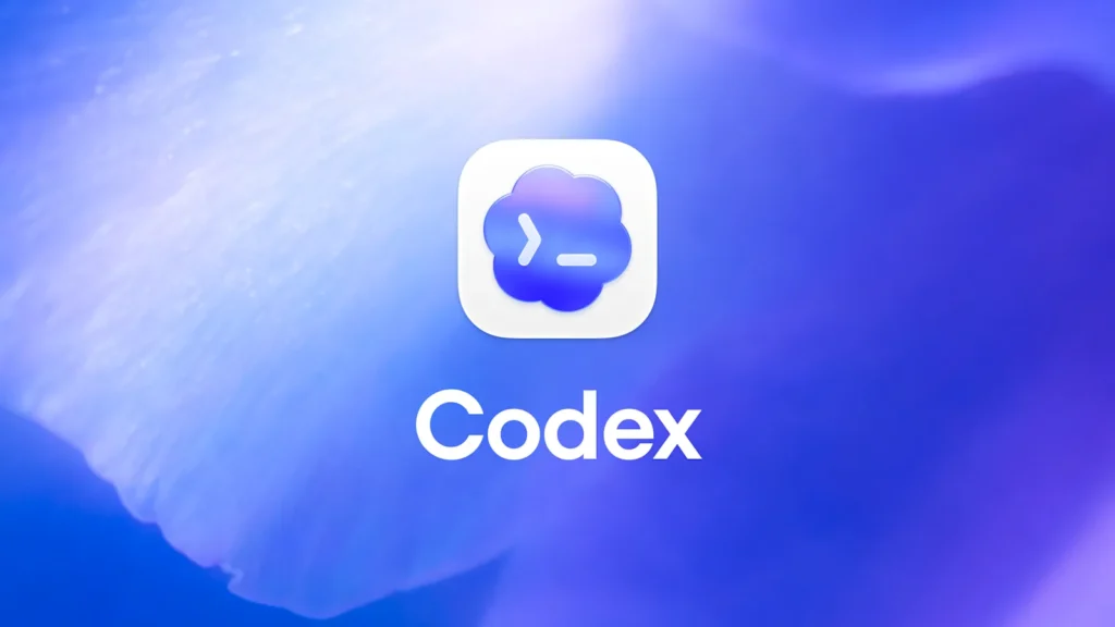 Subagents visual featuring the Codex app icon centered above the Codex name on a blue gradient background, representing OpenAI’s coding-focused tool.