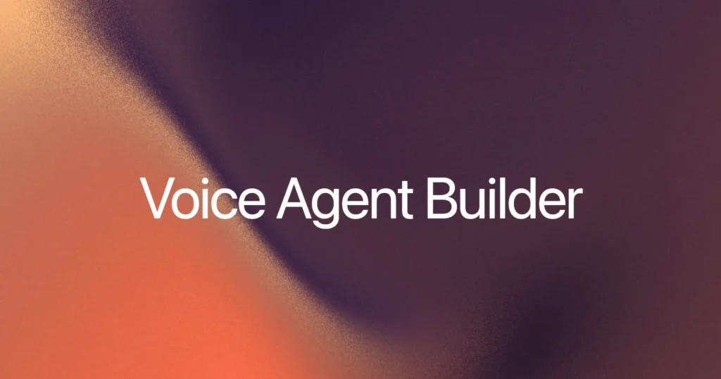 Grok Voice Agent Builder graphic with white text on an orange and purple background